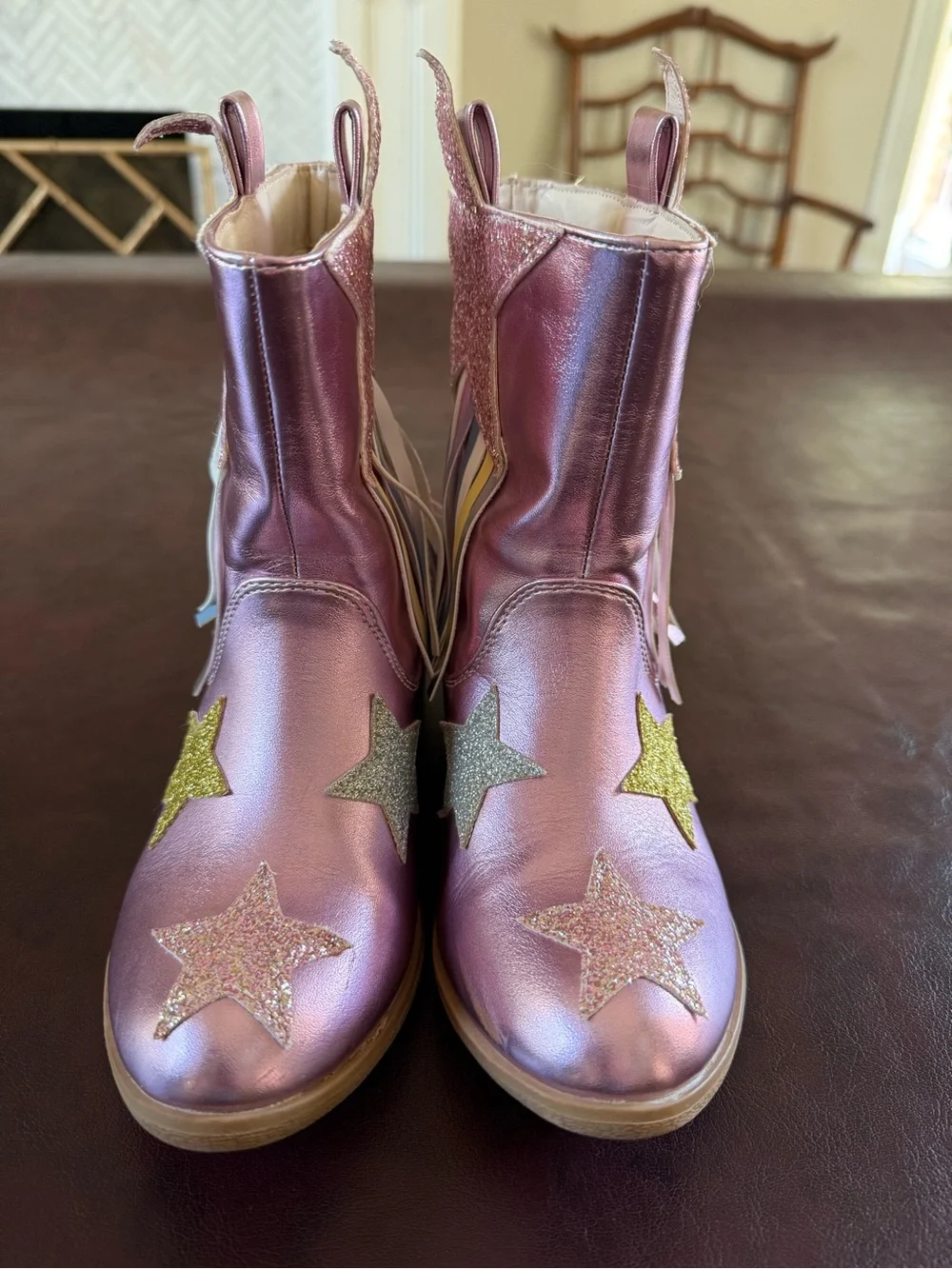 Dream Pairs Metallic Pink Kids Western Bootie